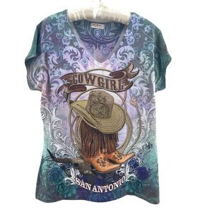Sweet Gisele Cowgirl Top Women XL San Antonio Rhinestone Bling Western Rodeo USA